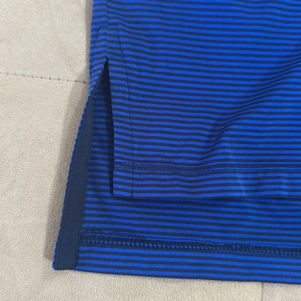 Ralph Lauren Blue black striped hi low Polo Shirt